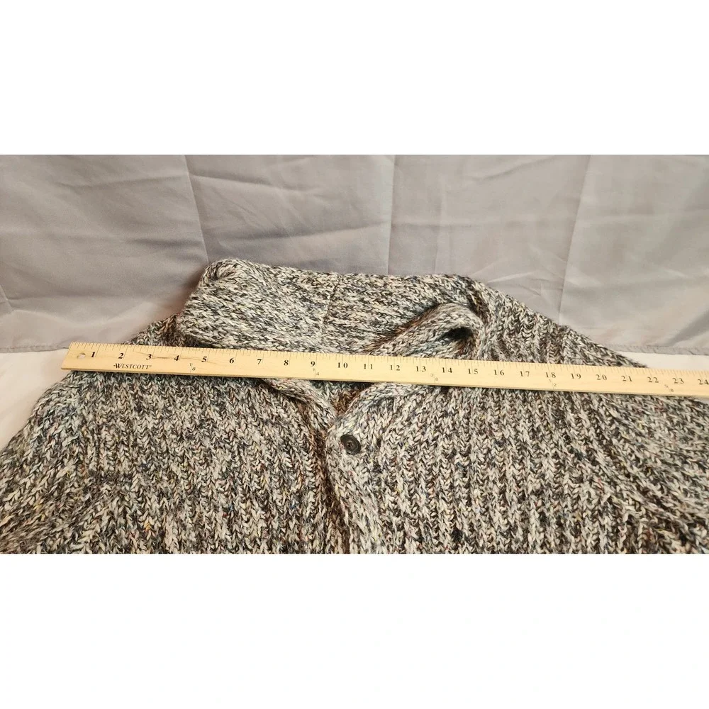 Goodfellow & Co Mens Large Shawl Collar Chunky Knit Cardigan Sweater Marled Gray